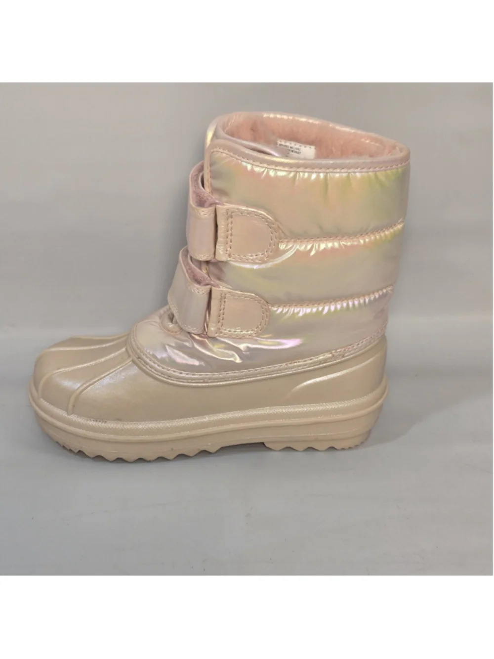 The Children's Place Girls Snow Boots Pink Iridescent Faux Fur Winter Size 12